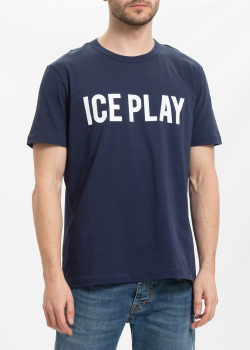 Синя футболка Iceberg Ice Play з логотипом по центру, фото